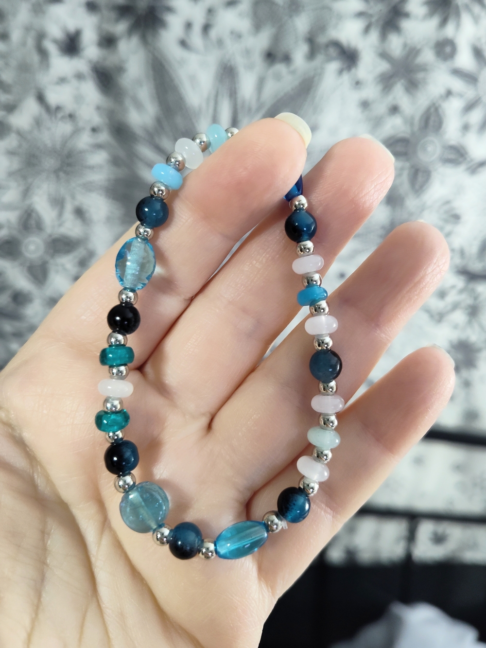 *Host Pick!* Handcrafted Shades Of Blue Beaded Stretch Bracelet
